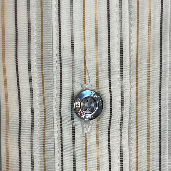 Weekend MaxMara white with tan/black stripes button down blouse - large - Picture 5 of 5